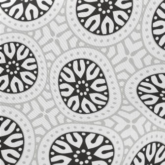 Monochrome Circular Mandala Midweight Cotton Poplin