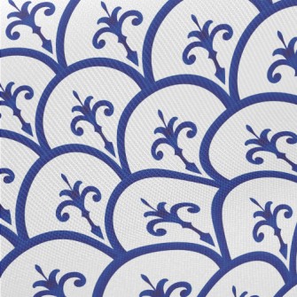 Blue Ceramic Pattern Midweight Cotton Poplin