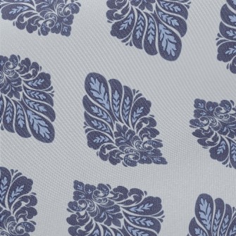 Victorian Blue Damask Midweight Cotton Poplin