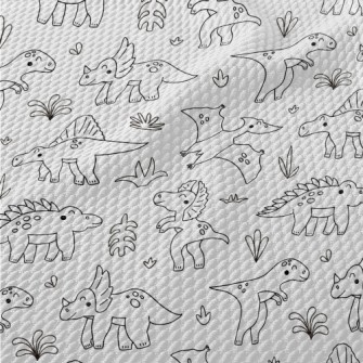 Simple Black And White Dinosau Birdseye Piqué