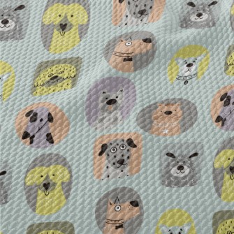 Portraits Of Different Dog Bre Birdseye Piqué