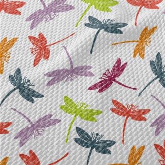 Colorful Hand Drawn Dragonfly Birdseye Piqué