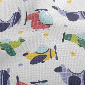 Color Helicopter Plane Athletic Mesh Flat Back