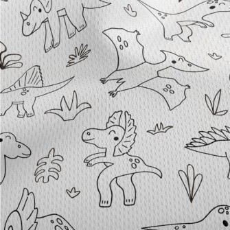 Simple Black And White Dinosau Athletic Mesh Flat Back