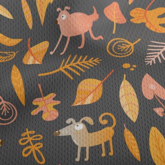 Silly Dog And Orange Leaves Athletic Mesh Flat Back