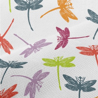 Colorful Hand Drawn Dragonfly Performance Linen