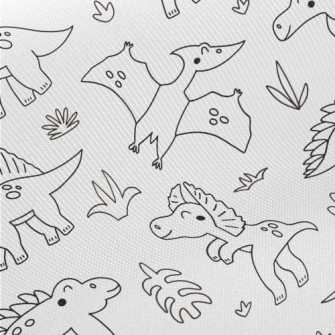 Simple Black And White Dinosau Twill