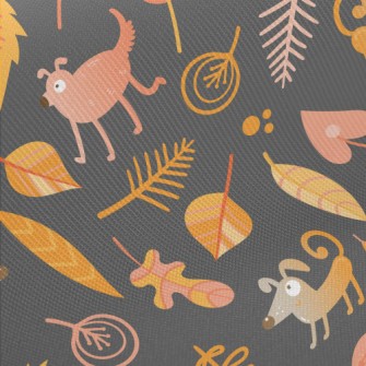 Silly Dog And Orange Leaves Twill