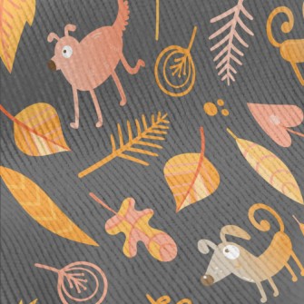 Silly Dog And Orange Leaves Standard Corduroy