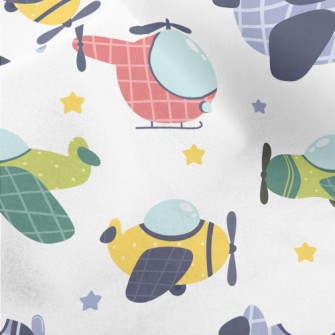 Color Helicopter Plane Micro Fleece