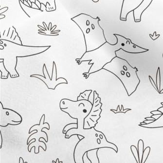 Simple Black And White Dinosau Micro Fleece