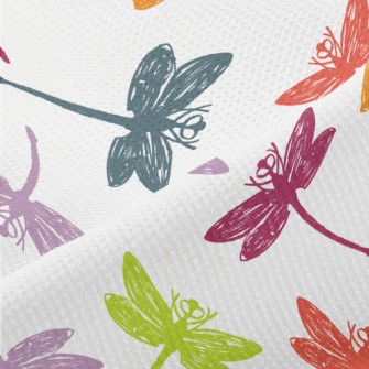 Colorful Hand Drawn Dragonfly Piqué