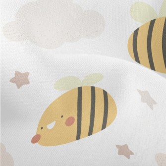 Cute Bees Flying In The Sky Lightweight Performance Linen