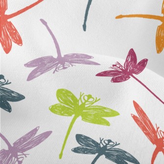 Colorful Hand Drawn Dragonfly Lightweight Performance Linen