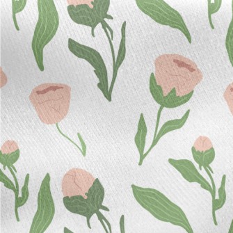 Pink Simple Flowers Jersey Backed Fleece