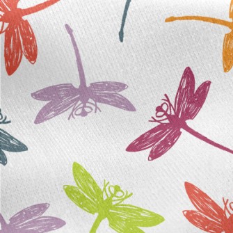Colorful Hand Drawn Dragonfly Jersey Backed Fleece
