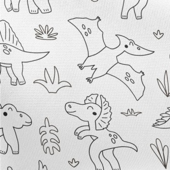 Simple Black And White Dinosau Pongee