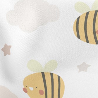 Cute Bees Flying In The Sky Lightweight Cotton Poplin