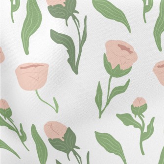 Pink Simple Flowers Lightweight Cotton Poplin