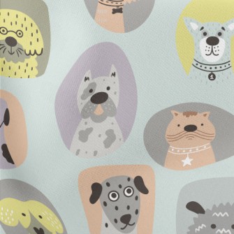 Portraits Of Different Dog Bre Lightweight Cotton Poplin