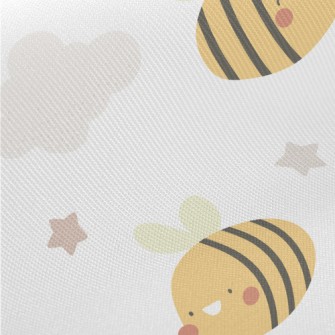 Cute Bees Flying In The Sky Midweight Cotton Poplin