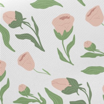Pink Simple Flowers Midweight Cotton Poplin