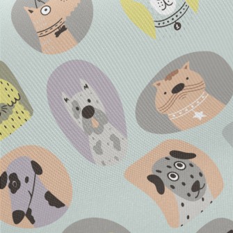 Portraits Of Different Dog Bre Midweight Cotton Poplin