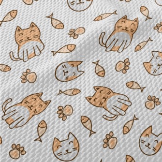 Lively And Cute Orange And Whi Birdseye Piqué