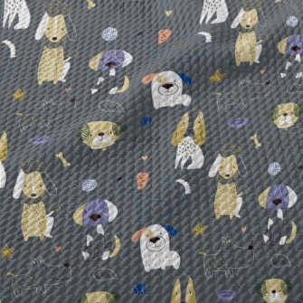 Simple Hand Drawn Dog Birdseye Piqué