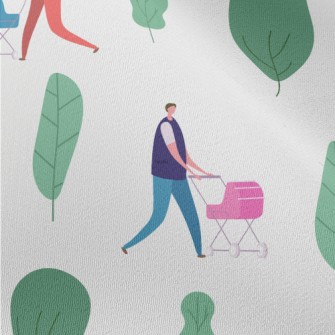 Man Pushing A Baby Stroller Chiffon