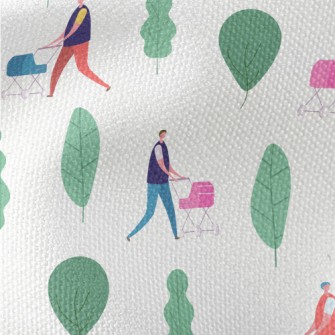 Man Pushing A Baby Stroller Waterproof Canvas