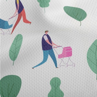 Man Pushing A Baby Stroller Athletic Mesh Flat Back