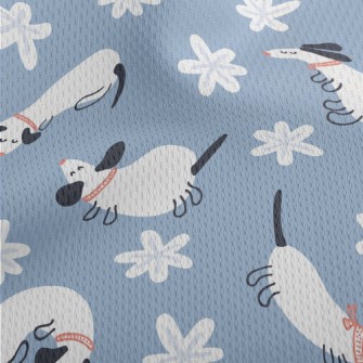White Dormant Dachshund Athletic Mesh Flat Back