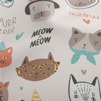 Cute Cat Faces In Different Sh Athletic Mesh Flat Back