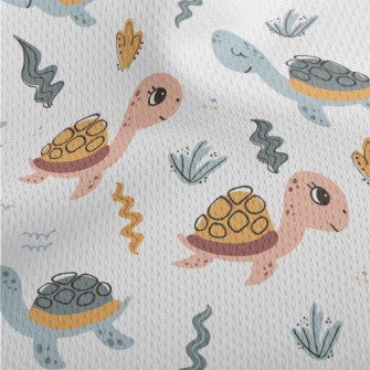 Cute Turtle For Children Athletic Mesh Flat Back