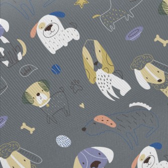 Simple Hand Drawn Dog Twill