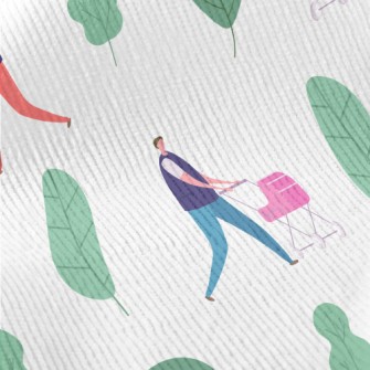 Man Pushing A Baby Stroller Standard Corduroy