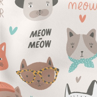 Cute Cat Faces In Different Sh Stretch Ponte