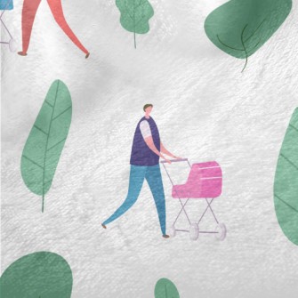 Man Pushing A Baby Stroller Minky