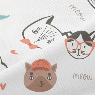 Different Cat Faces Piqué