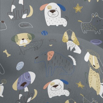 Simple Hand Drawn Dog Lightweight Performance Linen