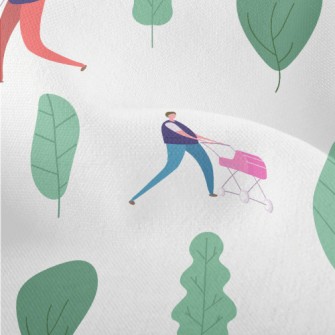 Man Pushing A Baby Stroller Lightweight Performance Linen