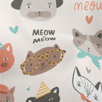 Cute Cat Faces In Different Sh Lightweight Performance Linen