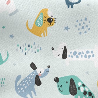 Colorful Cute Dog Jersey Backed Fleece