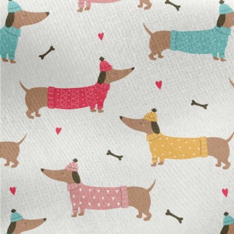 Dachshund Wearing Sweater Jersey Backed Fleece