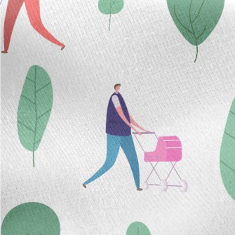 Man Pushing A Baby Stroller Jersey Backed Fleece