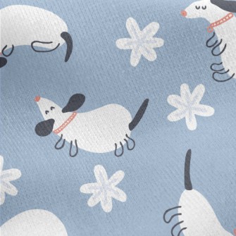 White Dormant Dachshund Jersey Backed Fleece