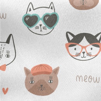 Different Cat Faces Jersey Backed Fleece