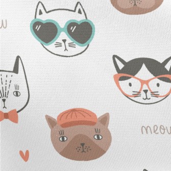 Different Cat Faces Pongee