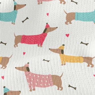 Dachshund Wearing Sweater Stretch Jersey